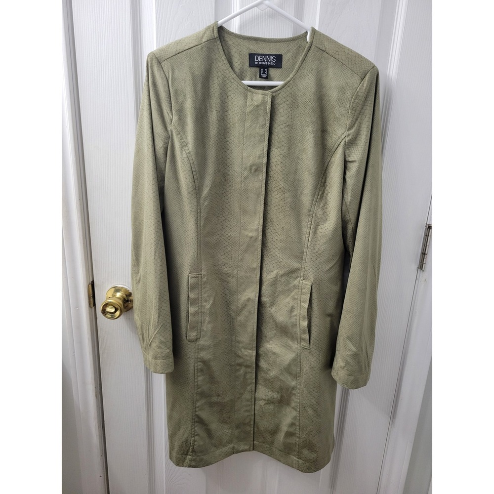 Dennis by Dennis Basso Sage Green Faux Suede Snakeskin Topper Jacket XS A619591